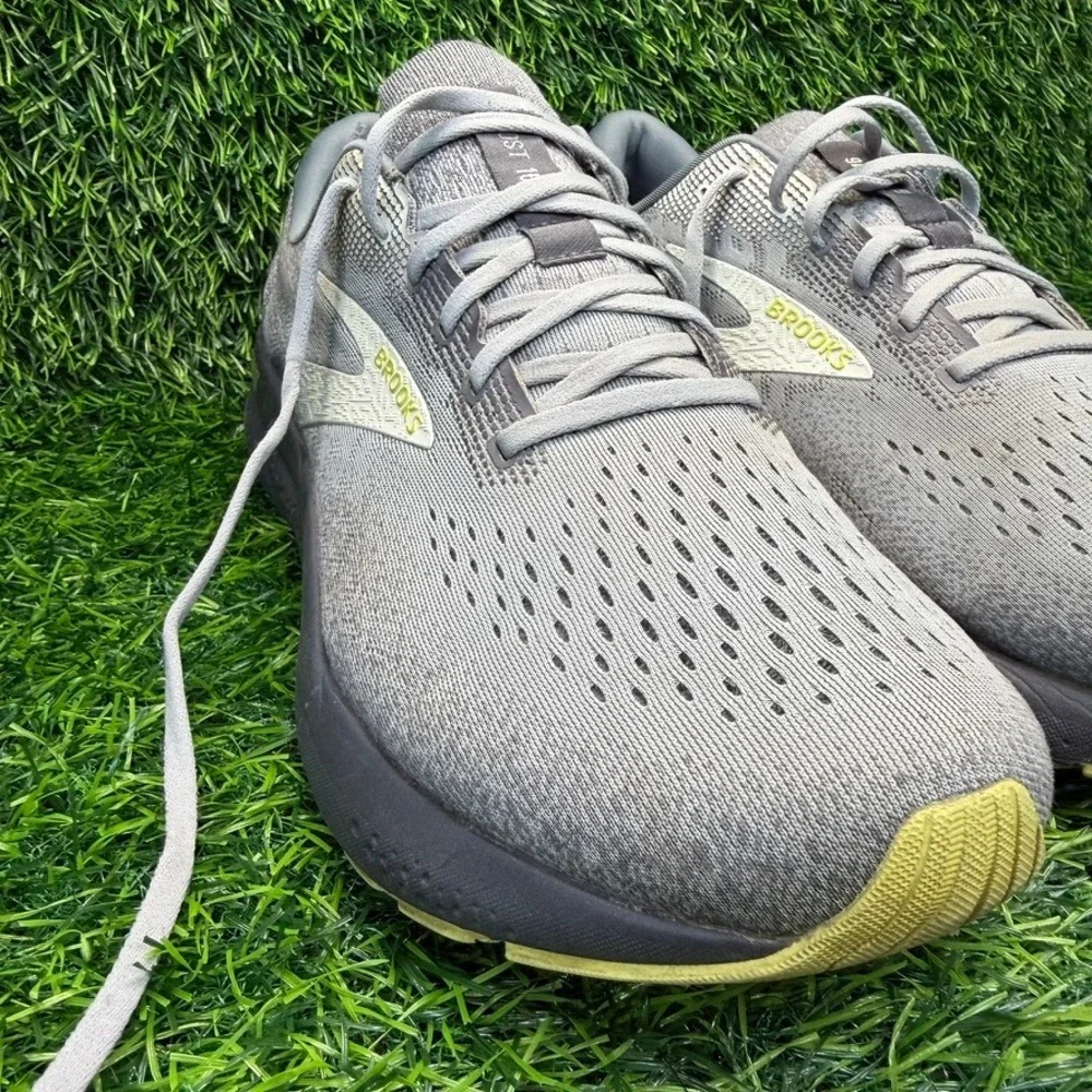 Brooks Ghost 16 Mens 12 Running Shoes Grey Yellow Neutral Athletic 1104181D040